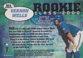 2000 Bowman Chrome - Rookie Class 2000 Refractors #RC4 Vernon Wells  Back