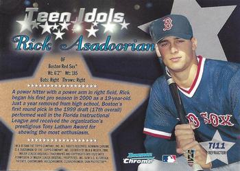 2000 Bowman Chrome - Teen Idols Refractors #TI11 Rick Asadoorian  Back