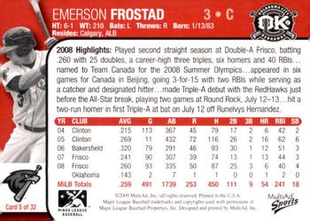 2009 MultiAd Oklahoma City RedHawks #5 Emerson Frostad Back