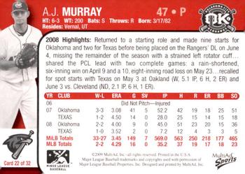 2009 MultiAd Oklahoma City RedHawks #22 A.J. Murray Back
