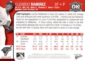 2009 MultiAd Oklahoma City RedHawks #24 Elizardo Ramirez Back