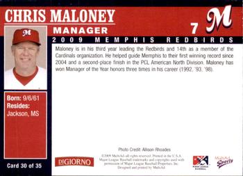 2009 MultiAd Memphis Redbirds #30 Chris Maloney Back