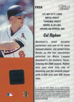 2000 Bowman's Best - Franchise Favorites Autographs #FR2A Cal Ripken Back