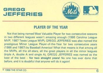 1989 Star Gregg Jefferies Green #6 Gregg Jefferies Back