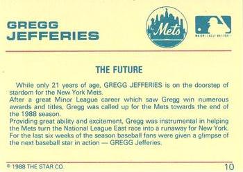1989 Star Gregg Jefferies Green #10 Gregg Jefferies Back