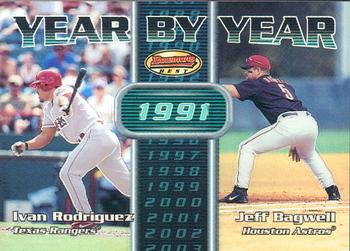 2000 Bowman's Best - Year by Year #YY9 Ivan Rodriguez / Jeff Bagwell  Front