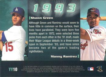 2000 Bowman's Best - Year by Year #YY10 Shawn Green / Manny Ramirez  Back