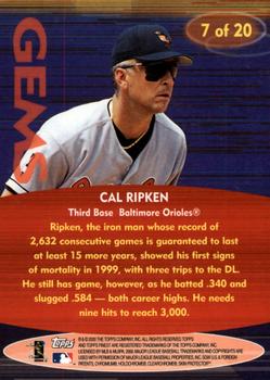 2000 Finest - Gems Oversize #7 Cal Ripken Jr.  Back