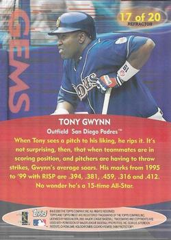 2000 Finest - Gems Oversize Refractors #17 Tony Gwynn  Back