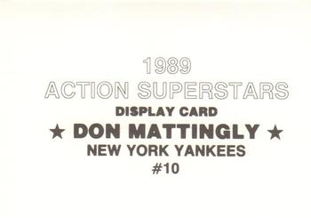 1989 Action Superstars Display Cards (unlicensed) #10 Don Mattingly Back