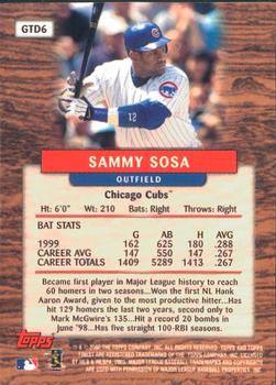 2000 Finest - Going the Distance #GTD6 Sammy Sosa  Back
