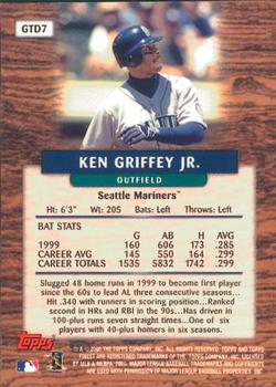 2000 Finest - Going the Distance #GTD7 Ken Griffey Jr.  Back