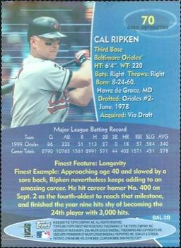 2000 Finest - Gold Refractors #70 Cal Ripken Jr.  Back