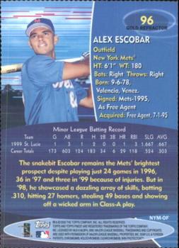 2000 Finest - Gold Refractors #96 Alex Escobar  Back