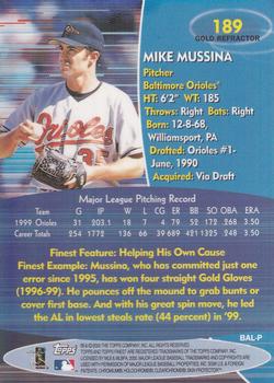 2000 Finest - Gold Refractors #189 Mike Mussina  Back