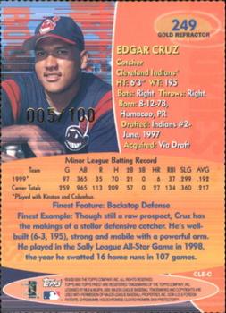 2000 Finest - Gold Refractors #249 Edgar Cruz  Back