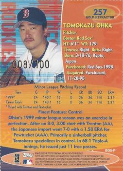 2000 Finest - Gold Refractors #257 Tomokazu Ohka Back