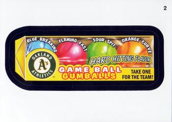 2016 Topps MLB Wacky Packages #2 Athletics Game Ball Gumballs Front