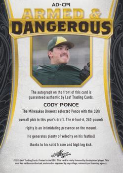 2015 Leaf Ultimate - Armed & Dangerous #AD-CP1 Cody Ponce Back