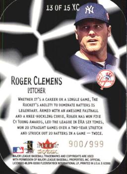 2000 Fleer E-X - E-Xceptional Green #13 XC Roger Clemens  Back