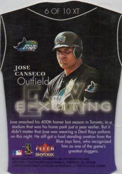2000 Fleer E-X - E-Xciting #6 XT Jose Canseco  Back
