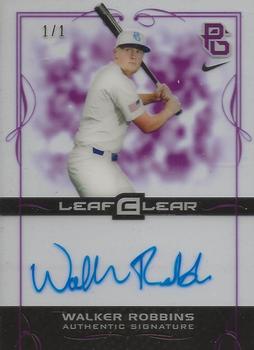 2015 Leaf Ultimate - Perfect Game Clear Autographs Purple #BA-WR1 Walker Robbins Front