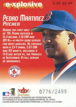 2000 Fleer E-X - E-Xplosive #3 XP Pedro Martinez  Back