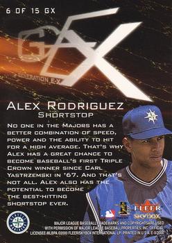2000 Fleer E-X - Generation E-X #6 GX Alex Rodriguez  Back