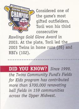 2004 Minnesota Twins A Ballpark for Minnesota #NNO Torii Hunter Back