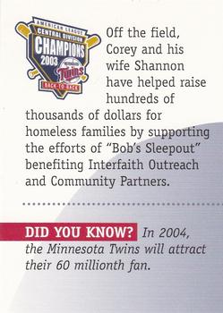2004 Minnesota Twins A Ballpark for Minnesota #NNO Corey Koskie Back