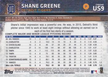 2015 Topps Chrome Update #US9 Shane Greene Back