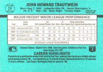 1988 Donruss The Rookies #24 John Trautwein Back
