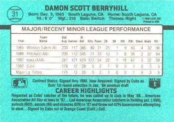 1988 Donruss The Rookies #31 Damon Berryhill Back