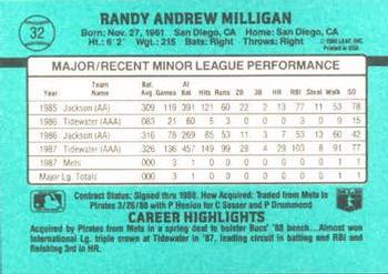 1988 Donruss The Rookies #32 Randy Milligan Back