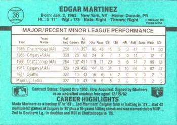 1988 Donruss The Rookies #36 Edgar Martinez Back
