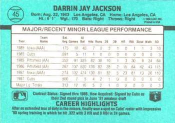 1988 Donruss The Rookies #45 Darrin Jackson Back