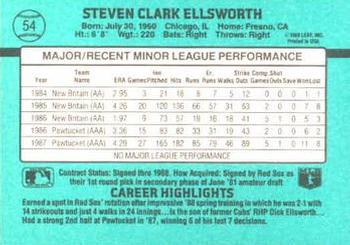1988 Donruss The Rookies #54 Steve Ellsworth Back