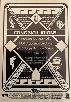2015 Topps Heritage '51 - Autographs Black Back #H51A-MT Mike Trout Back