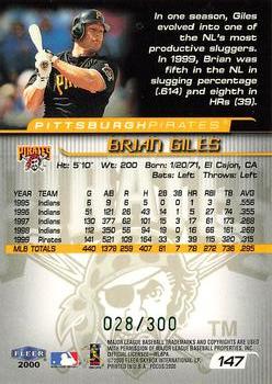 2000 Fleer Focus - Masterpiece Mania #147 Brian Giles  Back