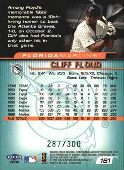 2000 Fleer Focus - Masterpiece Mania #161 Cliff Floyd  Back