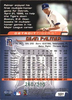 2000 Fleer Focus - Masterpiece Mania #181 Dean Palmer  Back