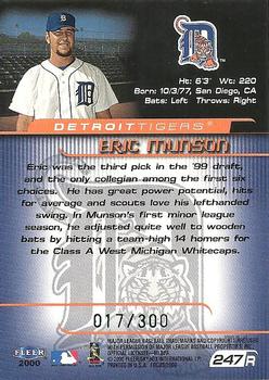 2000 Fleer Focus - Masterpiece Mania #247 Eric Munson  Back