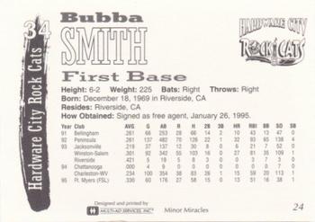 1995 Multi-Ad Hardware City Rock Cats #24 Bubba Smith Back