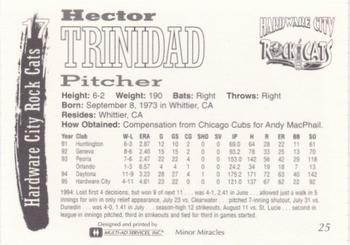 1995 Multi-Ad Hardware City Rock Cats #25 Hector Trinidad Back