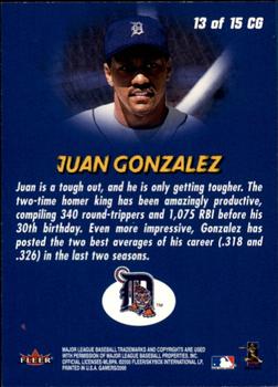 2000 Fleer Gamers - Change the Game #13CG Juan Gonzalez  Back