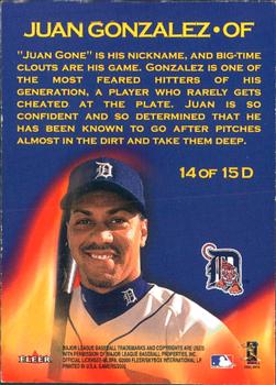 2000 Fleer Gamers - Determined #14D Juan Gonzalez  Back