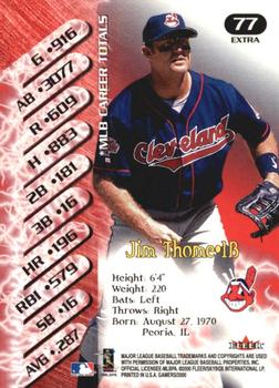 2000 Fleer Gamers - Extra #77 Jim Thome  Back