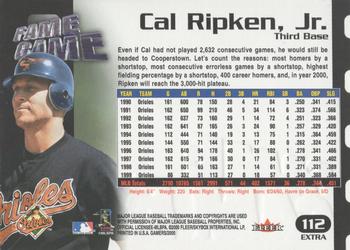 2000 Fleer Gamers - Extra #112 Cal Ripken Jr. Back