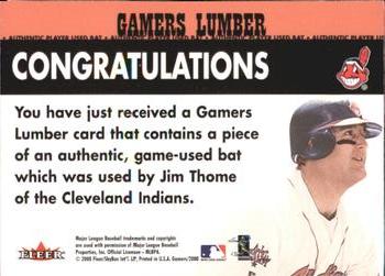 2000 Fleer Gamers - Gamers Lumber #NNO Jim Thome  Back