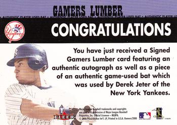 2000 Fleer Gamers - Signed Gamers Lumber #NNO Derek Jeter  Back